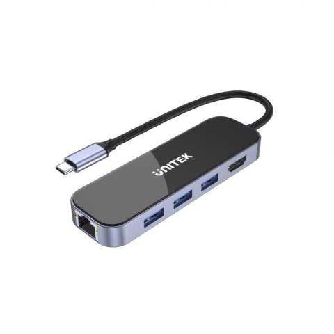 HUB USB-C Unitek D1084A 3.1, RJ-45, 3xUSB-A, HDMI 4K, PD 100W HUB USB-C Unitek D1084A 3.1, RJ-45, 3xUSB-A, HDMI 4K, PD 100W