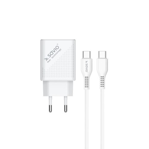 Ładowarka sieciowa Savio LA-05 USB Quick Charge Power Delivery 3.0 18W, 1xUSB Type C, 1xUSB, kabel 1m, biała Ładowarka sieciowa Savio LA-05 USB Quick Charge Power Delivery 3.0 18W, 1xUSB Type C, 1xUSB, kabel 1m, biała