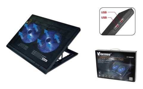 Podstawka chłodząca pod notebooka VAKOSS max 17" LF-2463UK czarna Podstawka chłodząca pod notebooka VAKOSS max 17" LF-2463UK czarna
