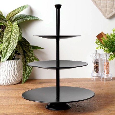 3-piętrowa Patera na Ciastka Owoce Słodycze Czarna EXCELLENT HOUSEWARE