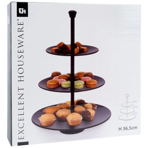 3-piętrowa Patera na Ciastka Owoce Słodycze Czarna EXCELLENT HOUSEWARE