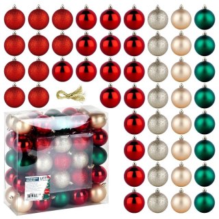 Bombki choinkowe nietłukące czerwone zielone szampańskie 6 cm 50 szt.