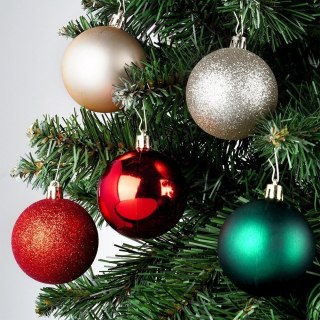 Bombki choinkowe nietłukące czerwone zielone szampańskie 6 cm 50 szt.