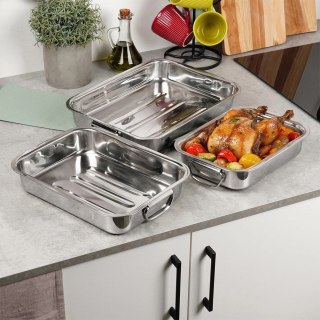 Brytfanny do Piekarnika Stalowe Prostokątne EXCELLENT HOUSEWARE 3 szt.