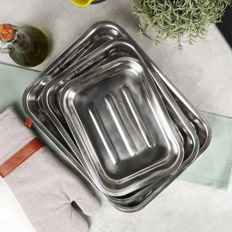 Brytfanny do Piekarnika Stalowe Prostokątne EXCELLENT HOUSEWARE 3 szt.