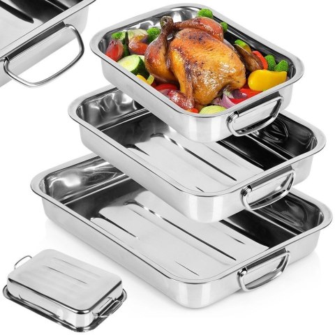 Brytfanny do Piekarnika Stalowe Prostokątne EXCELLENT HOUSEWARE 3 szt.