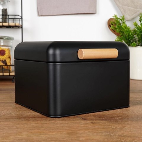 Chlebak Pojemnik Metalowy na Chleb Pieczywo Mały Czarny ORION 22x20x14 cm