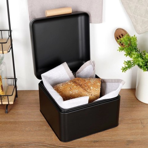 Chlebak Pojemnik Metalowy na Chleb Pieczywo Mały Czarny ORION 22x20x14 cm