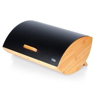 Chlebak Pojemnik na Chleb Metalowy Drewniany Czarny VILDE 35,5x24,5x15,5 cm