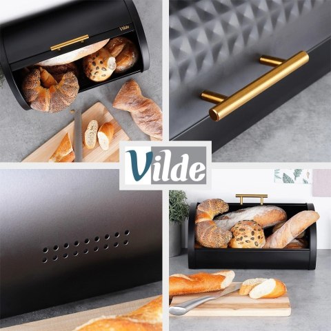 Chlebak Pojemnik na Pieczywo Chleb Metalowy Czarny VILDE 38 x 28,5 x 18 cm