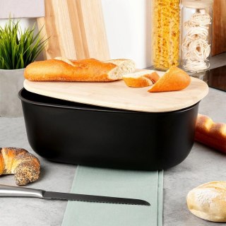 Chlebak na Pieczywo Chleb z Deską Czarny Solidny VILDE 39 x 23,5 x 15,5 cm