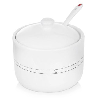 Cukierniczka z Łyżeczką Ceramiczna Biała Ozdobna Dekoracyjna ORION 300 ml