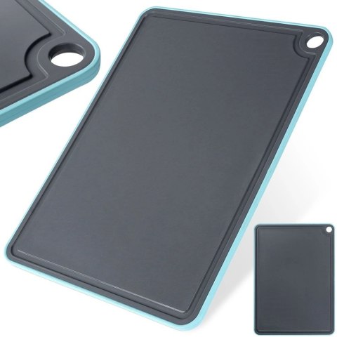 Deska do Krojenia Plastikowa Szara Uniwersalna z Rowkiem ORION 35,5 x 26 cm