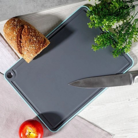 Deska do Krojenia Plastikowa Szara Uniwersalna z Rowkiem ORION 35,5 x 26 cm