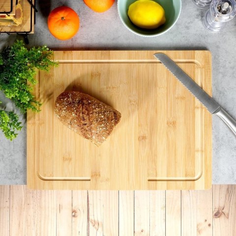 Deska do Krojenia z Rantem Drewniana Bambusowa EXCELLENT HOUSEWARE 45x35 cm