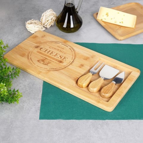 Deska do Serów z Nożami Bambusowa 4 el.