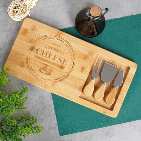 Deska do Serów z Nożami Bambusowa 4 el.