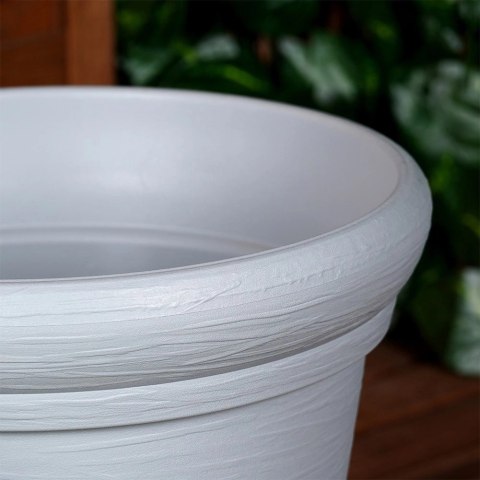 Doniczka Ogrodowa Imitacja Kamienia Plastikowa Szara Okrągła VILDE 38x34 cm