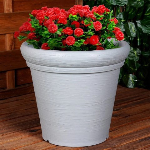 Doniczka Ogrodowa Imitacja Kamienia Plastikowa Szara Okrągła VILDE 38x34 cm