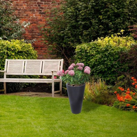 Doniczka Ogrodowa Zewnętrzna Plastikowa Szara Okrągła Solidna VILDE 28x45cm