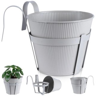 Doniczka Osłonka na Balkon Balkonowa Metalowa Szara Dekoracyjna VILDE 20cm