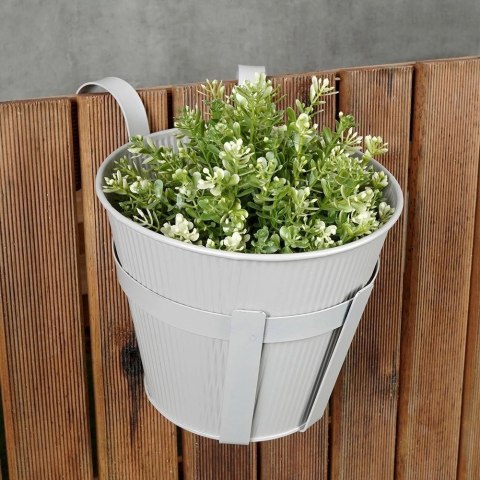 Doniczka Osłonka na Balkon Balkonowa Metalowa Szara Dekoracyjna VILDE 20cm