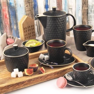 Dzbanek do Kawy Herbaty Napojów Ceramiczny Czarny Ozdobny Solidny ORION 1,3 l