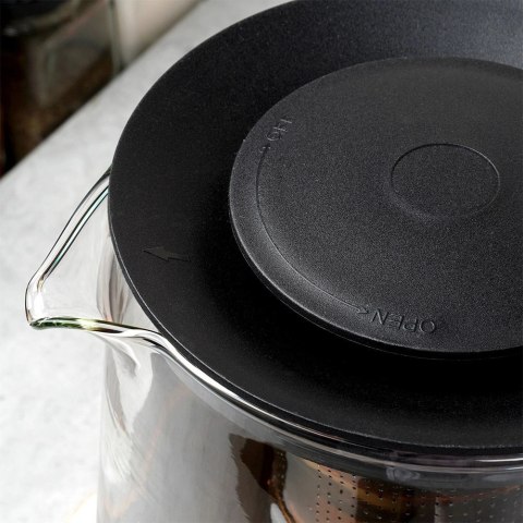 Dzbanek z zaparzaczem do herbaty szklany żaroodporny z podgrzewaczem 1,5 l