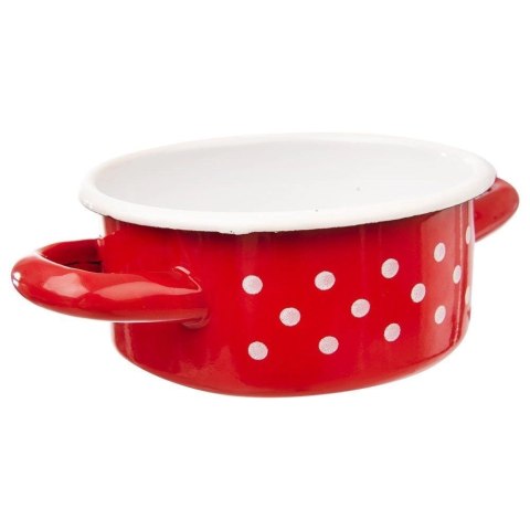 Garnek Emaliowany w Grochy Czerwony Solidny Trwały Indykcja ORION 600 ml