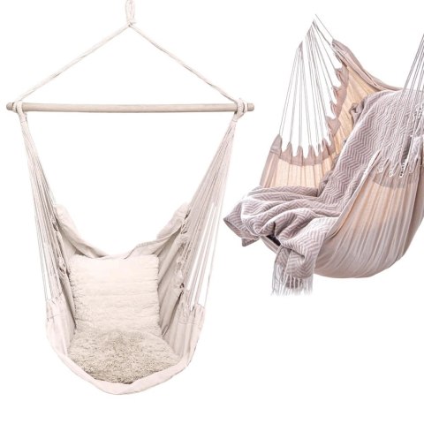 Hamak Brazylijski Podwieszany Fotel Grafitowy z Poduszką ProGarden 95 cm