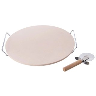 Kamień do Pizzy Szamotowy ze Stojakiem i Nożem ORION 3 el.