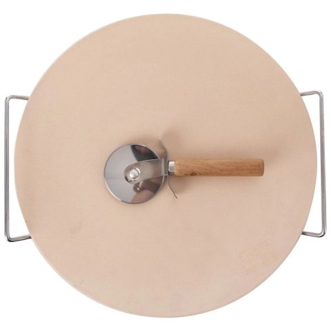 Kamień do Pizzy Szamotowy ze Stojakiem i Nożem ORION 3 el.