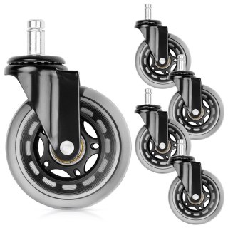 Kółka do Fotela Kauczukowe Obrotowe VILDE 7,5 cm / 11 mm 5 szt.