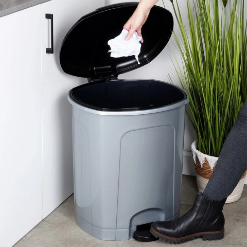 Kosz Pojemnik na Śmieci Odpady Pojemny z Pedałem Plastikowy Szary ORION 50l
