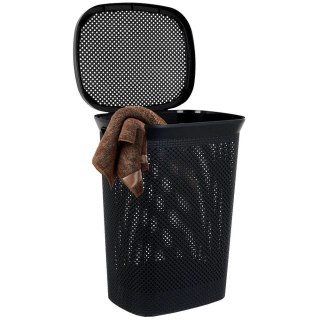 Kosz na Pranie Ubrania Łazienkowy Plastikowy Czarny BATHROOM SOLUTIONS 60 L