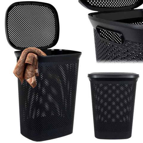 Kosz na Pranie Ubrania Łazienkowy Plastikowy Czarny BATHROOM SOLUTIONS 60 L