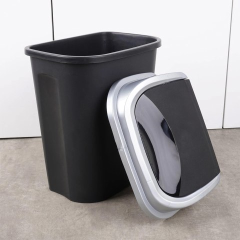 Kosz na Śmieci Odpady Plastikowy Czarny do Kuchni Łazienkowy VILDE 25 l