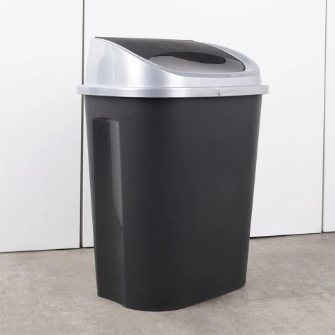 Kosz na Śmieci Odpady Plastikowy Czarny do Kuchni Łazienkowy VILDE 25 l