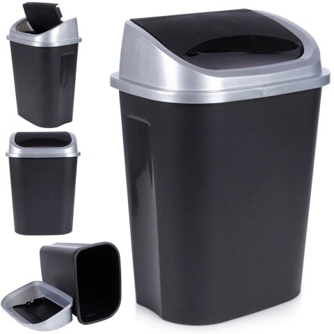 Kosz na Śmieci Odpady Plastikowy Czarny do Kuchni Łazienkowy VILDE 25 l