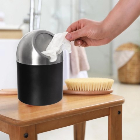 Kosz na śmieci łazienkowy stalowy BLACK 1,2 l