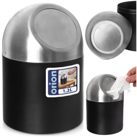 Kosz na śmieci łazienkowy stalowy BLACK 1,2 l