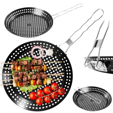 Koszyk do Grillowania Grilla Metalowy Perforowany Czarny BBQ 55 x 31 cm