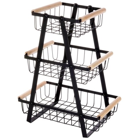 Koszyk na Owoce Warzywa 3-Poziomowy Metalowy Czarny VILDE 28x17,5x34,5 cm