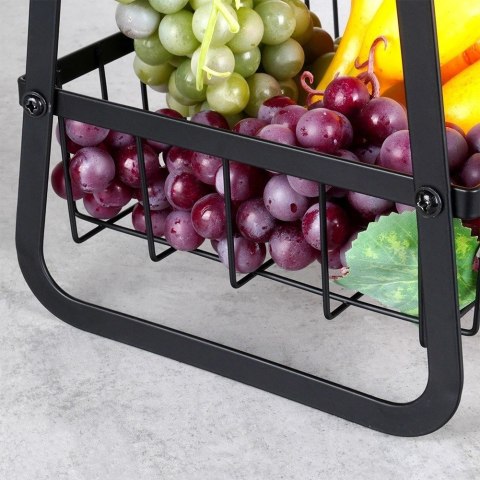 Koszyk na Owoce Warzywa 3-Poziomowy Metalowy Czarny VILDE 29 cm