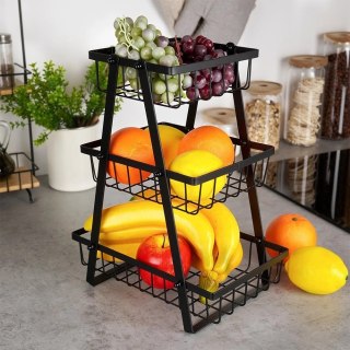 Koszyk na Owoce Warzywa 3-poziomowy Metalowy Czarny VILDE 28x17,5x34,5 cm