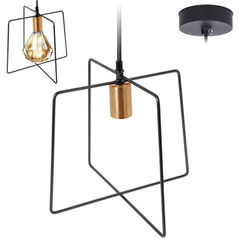 Lampa Sufitowa Wisząca Metalowa Czarna Loft Złota Solidna VILDE 32 x 29 cm