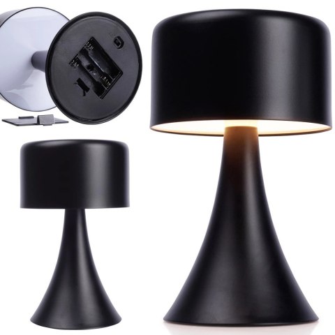 Lampka Nocna LED Metalowa Czarna Bezprzewodowa Stołowa Solidna VILDE 20,5cm