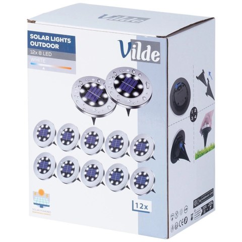 Lampki Ogrodowe Solarne LED Stalowe Wbijane VILDE 11,5 cm 12 szt.