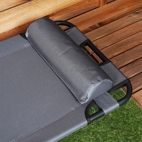 Leżak Ogrodowy Plażowy Składany z Zagłówkiem Poduszką Metalowy VILDE 110 Kg