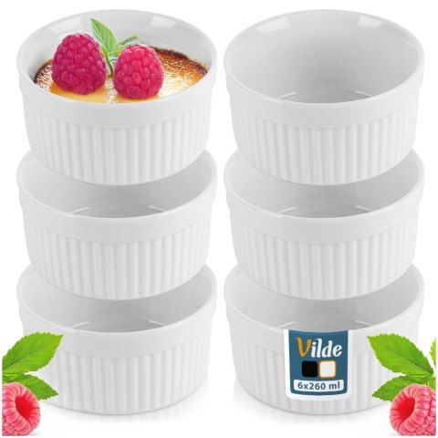 Miseczki do Zapiekania Pieczenia Ceramiczne Białe VILDE 260 ml 6 szt.